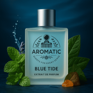 Blue Tide men’s fresh aquatic perfume bottle by Aromatic