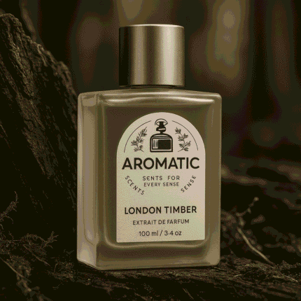 London Timber warm men’s perfume with amber, moss, and tonka bean notes