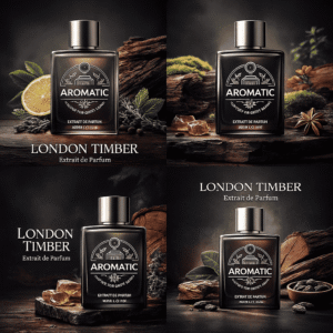 Aromatic London Timber men’s fragrance with bergamot, lavender, sandalwood, and cedarwood notes
