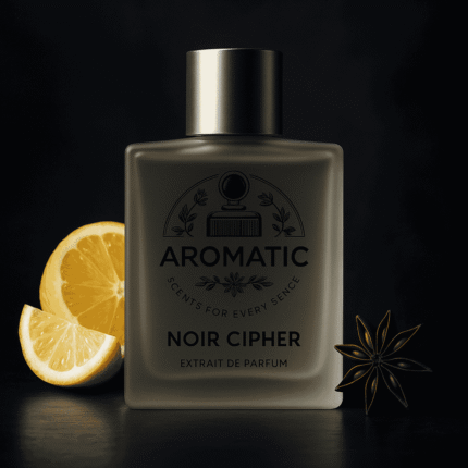 Noir Cipher warm men’s perfume with leather, tobacco, and tonka bean notes