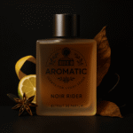 Noir Rider bold men’s perfume with guaiac wood, tobacco, and leather notes
