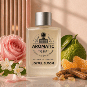 Aromatic Joyful Bloom women’s fragrance with bergamot, mandarin, rose, and jasmine notes