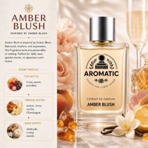Amber Blush unisex amber vanilla perfume by Aromatic in a luxury fragrance bottle