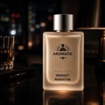 Aromatic Midnight Manhattan unisex fragrance with jasmine, sandalwood, coffee, and caramel