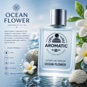 Aromatic Ocean Flower luxury unisex fragrance bottle with fresh floral notes