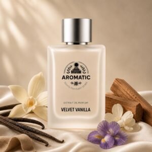 Velvet Vanilla unisex perfume bottle by Aromatic with rich vanilla and sandalwood notes