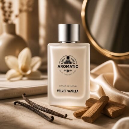 Aromatic Velvet Vanilla luxury unisex fragrance with vanilla, jasmine, and sandalwood